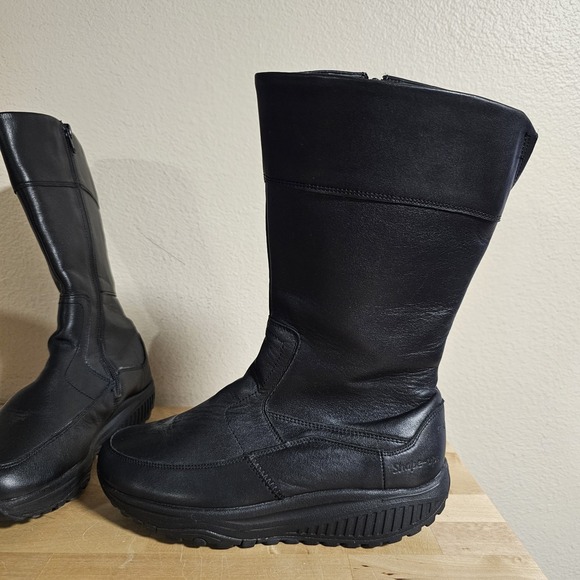 Sketcher's Shape Ups Faux Leather Women's Boots Size 6.5 Black - Picture 1 of 10